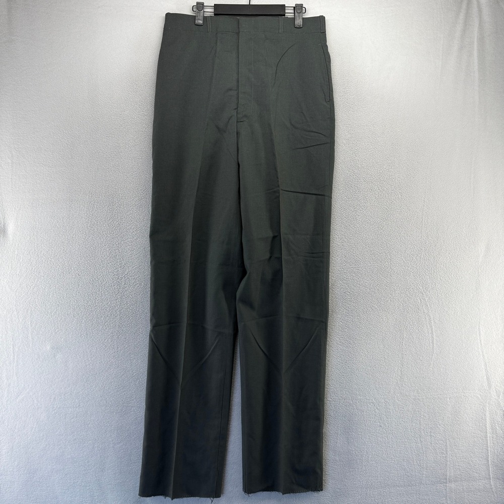 Vintage Military Trousers Pants Men's 34L fit 32x36 Green 60s Poly Wool Tropical